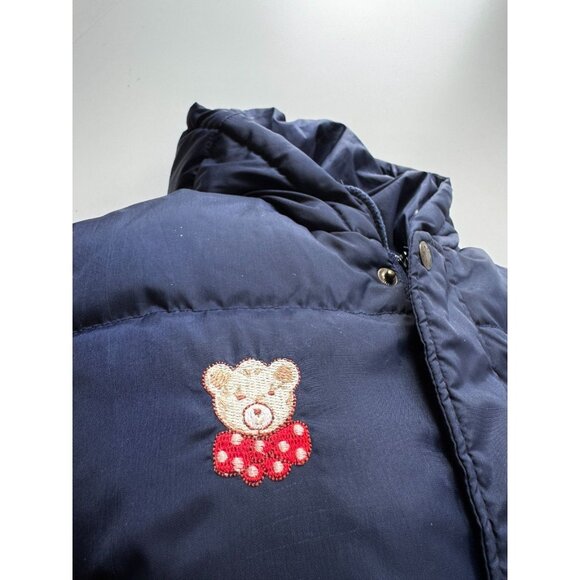 Baby JACADI Navy Funny Bear Embroidered Nylon Down Filled Snowsuit, Size 18M - Picture 4 of 12